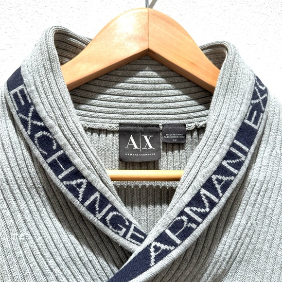 Armani Exchange Jersey Shawl Collar Ribbed Knitted Sweater Top - Picture 4 of 7